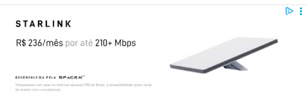 Banner retangular da Starlink, fundo escuro com antena e texto promocional em português